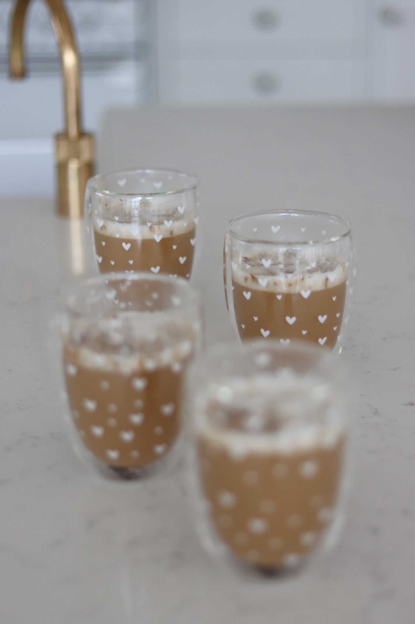 Set of 4 Double Walled Glasses - Small Closer Heart/White