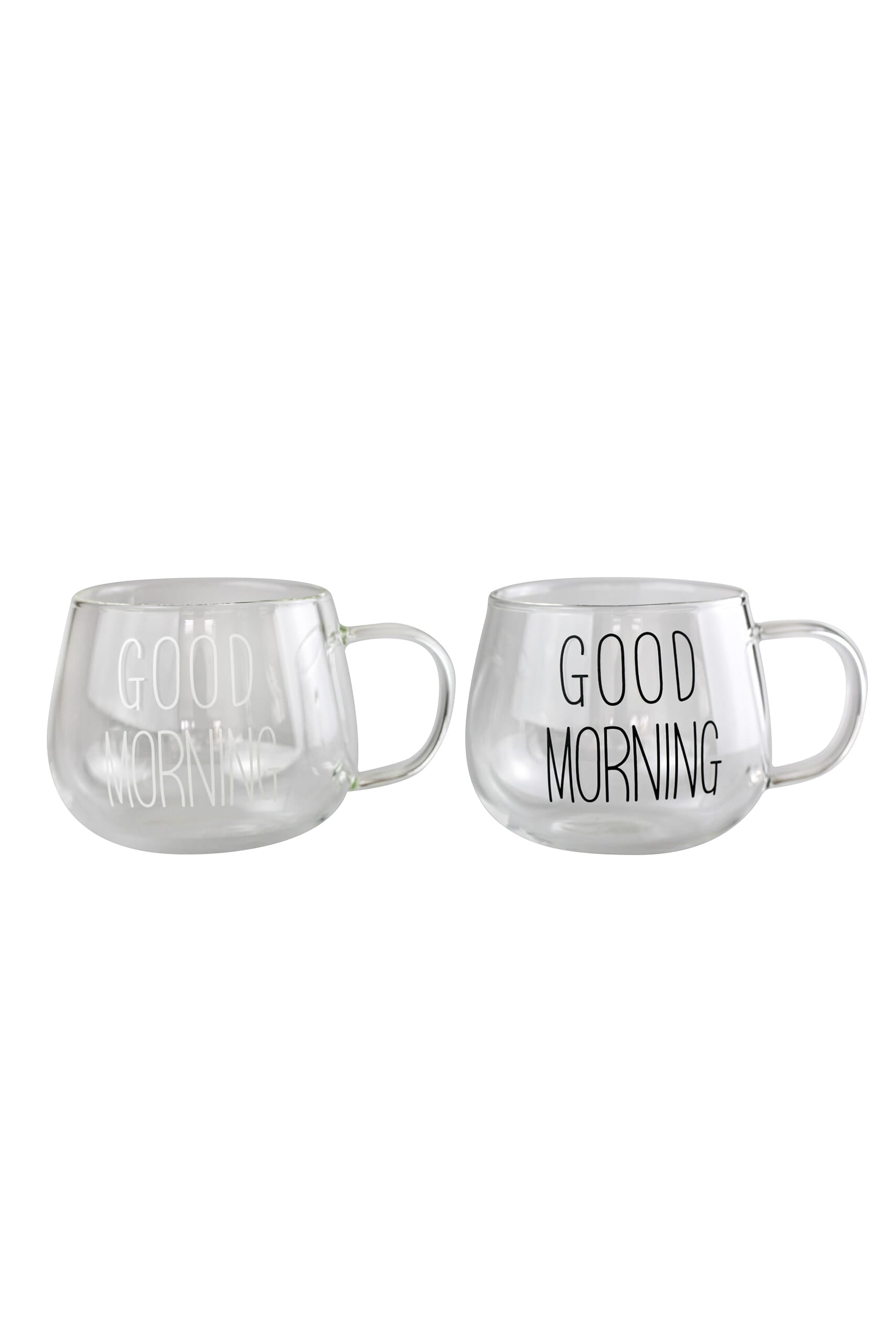 Set of 2 Good Morning Small Glass Mug