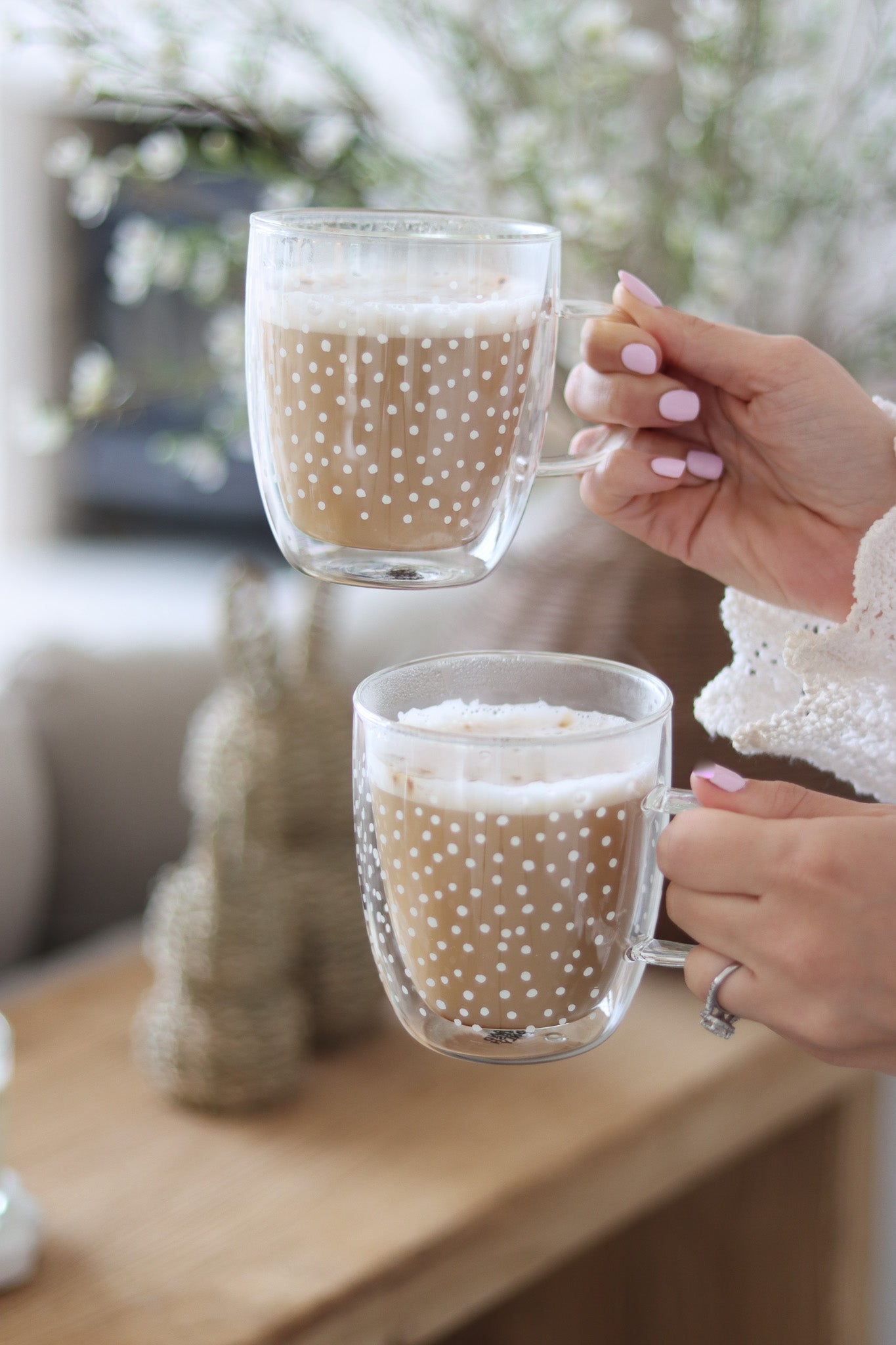 Double Walled Glass Mug Set - 2piece - Cosmos/White