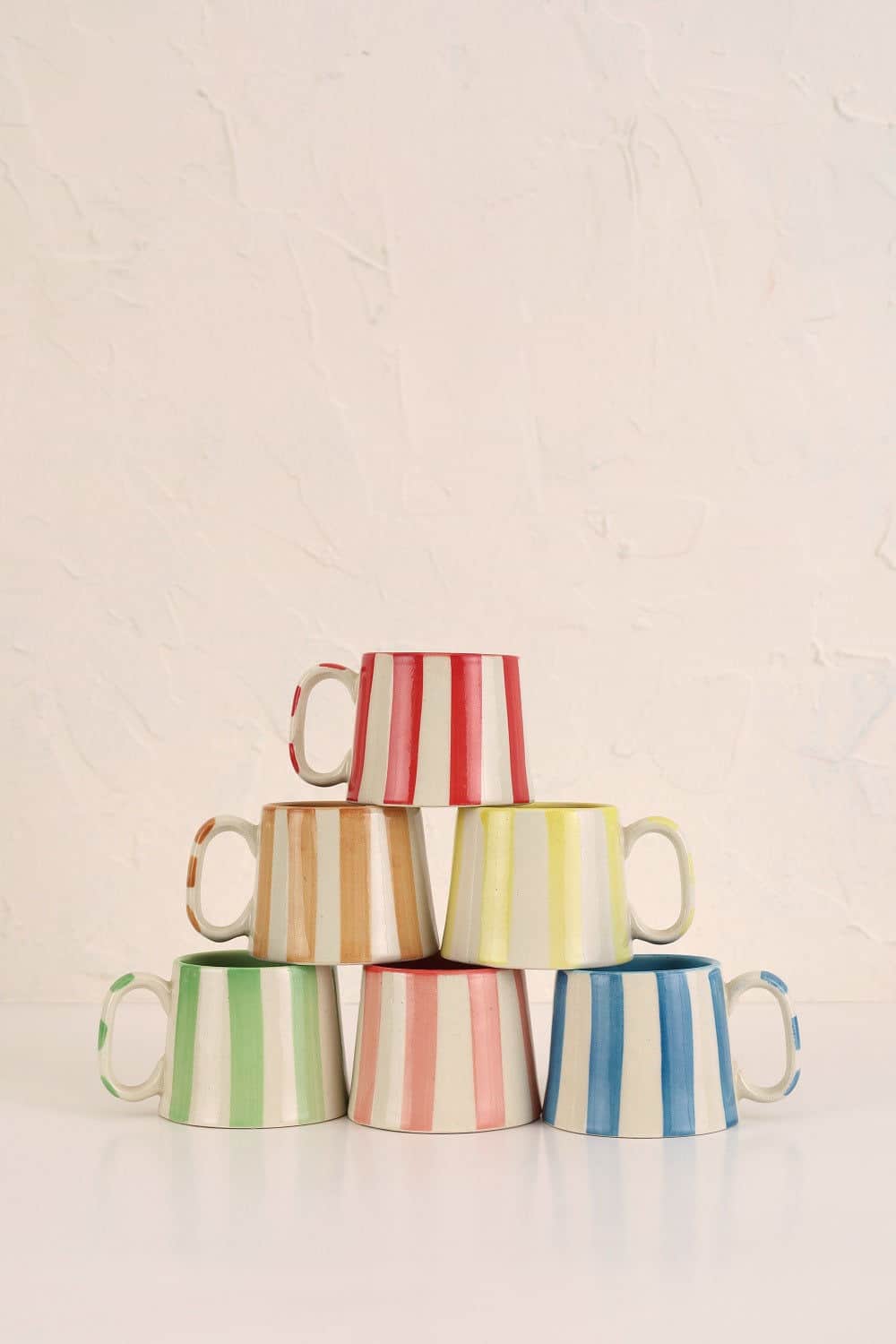 Ceramic Brown Stripe Coffee Cup- 220ml (SET OF 4)