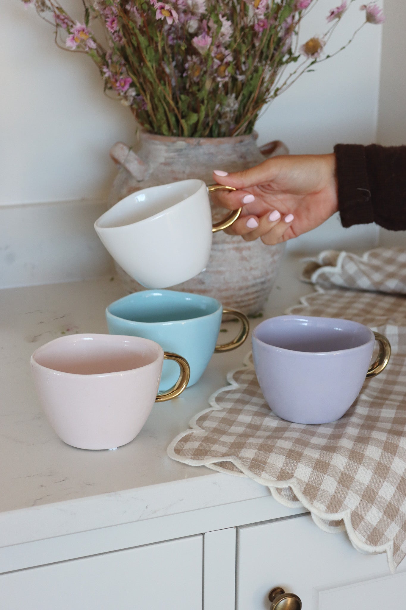 Summer Pastel Ceramic Mug Set – 4 Piece