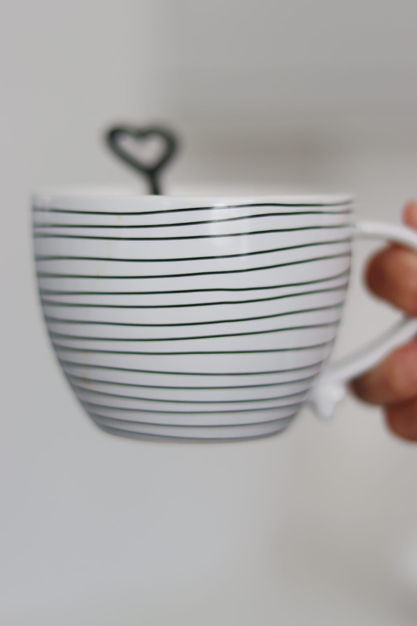 Heart Handled Ceramic Mug - Horizontal Stripes