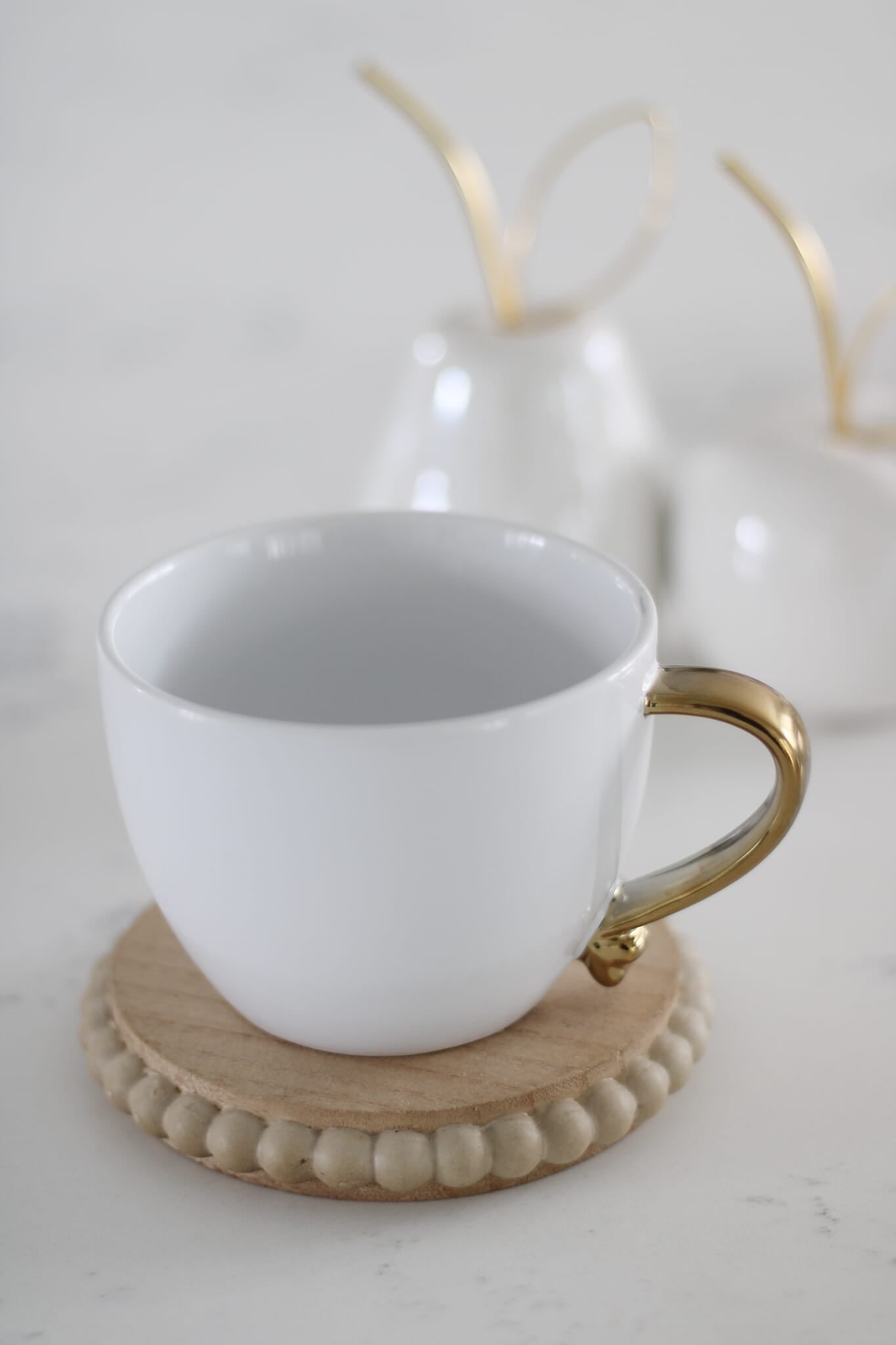 Heart Handled Ceramic Mug - White Gold Handle