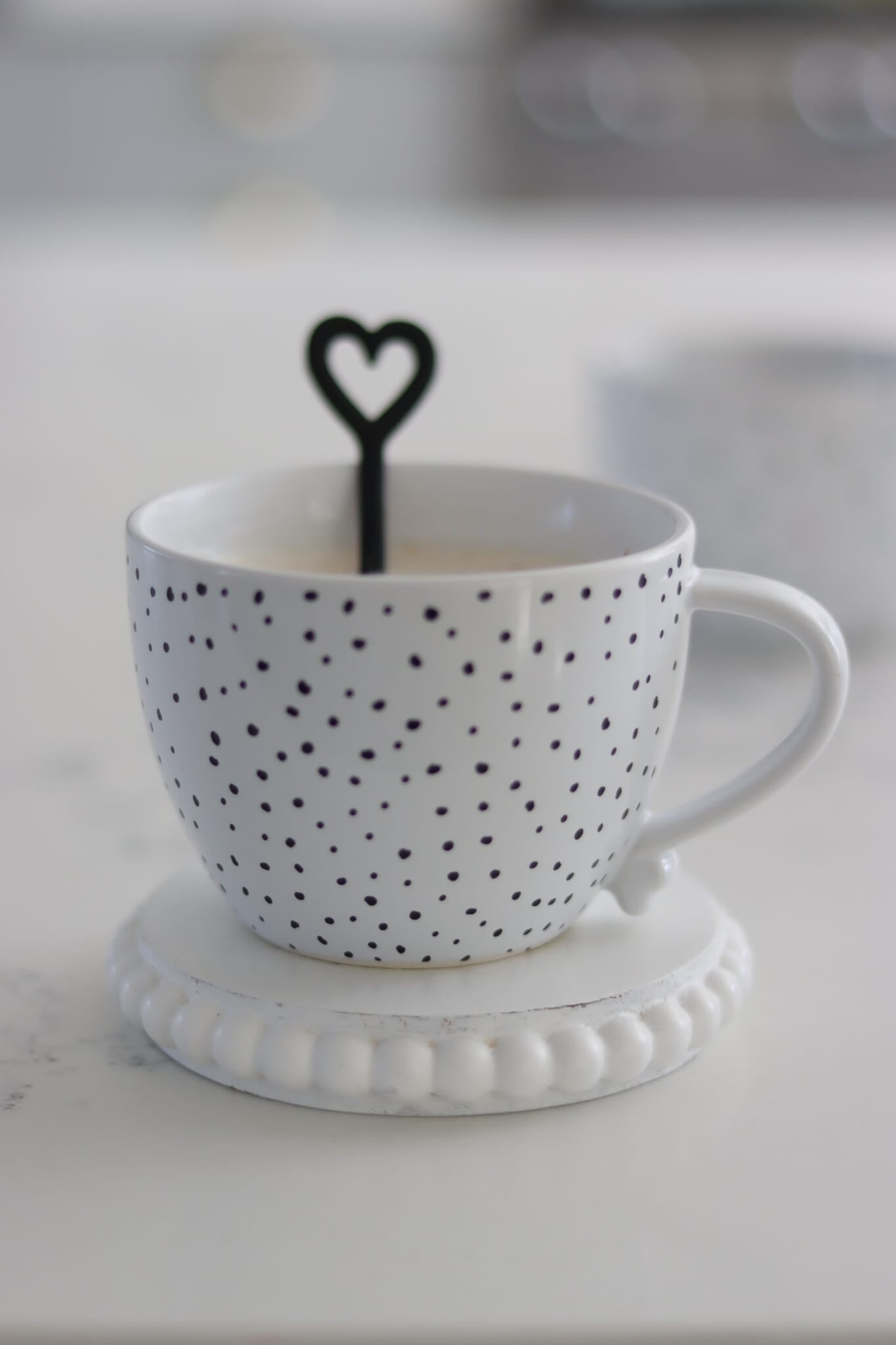 Heart Handled Ceramic Mug - Dots