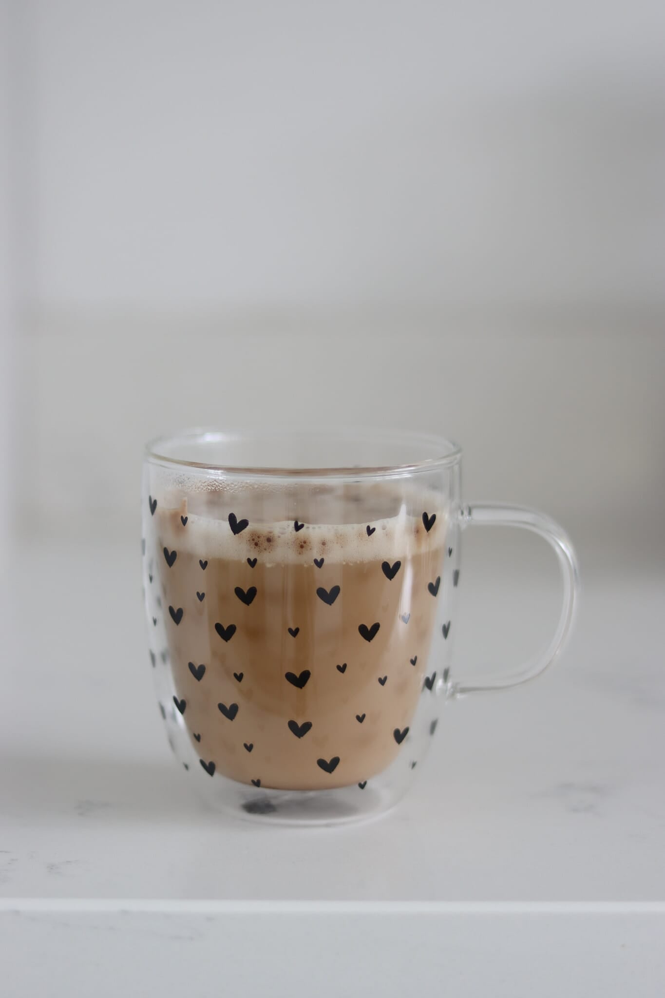 Double Wall Glass Mug -Small Multi Heart/Black