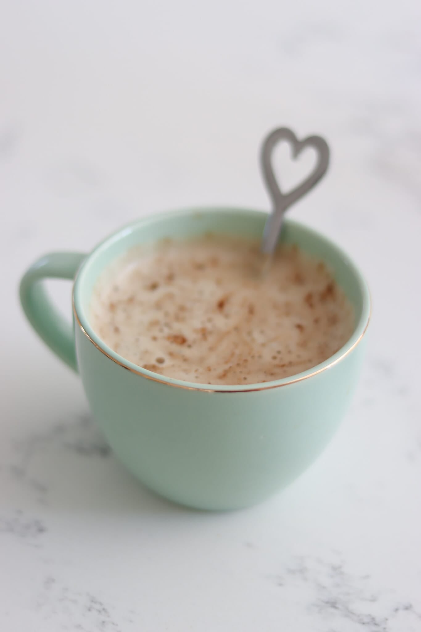 Heart Handled Ceramic Mug - Green Gold Rim