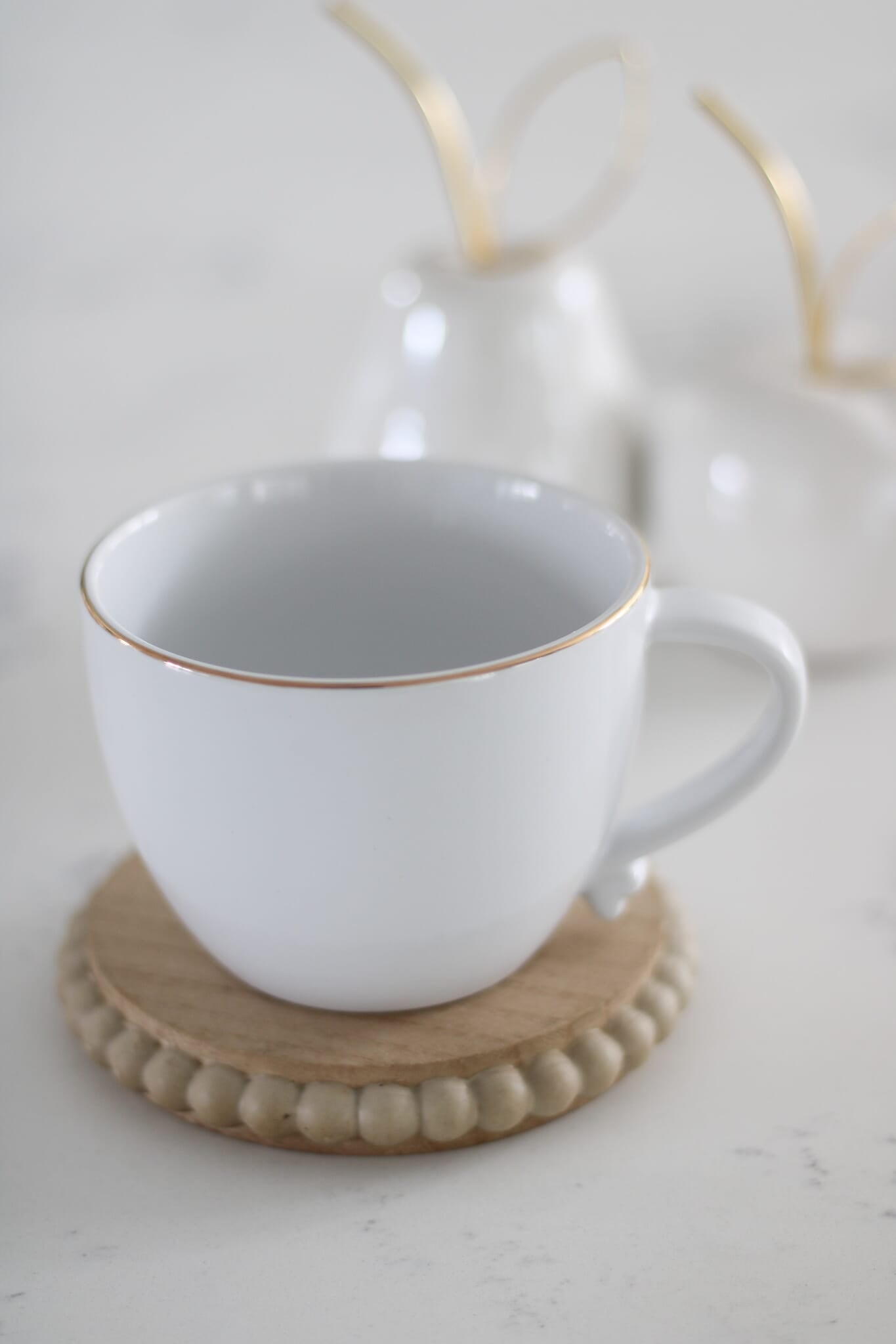 Heart Handled Ceramic Mug - White Gold Rim