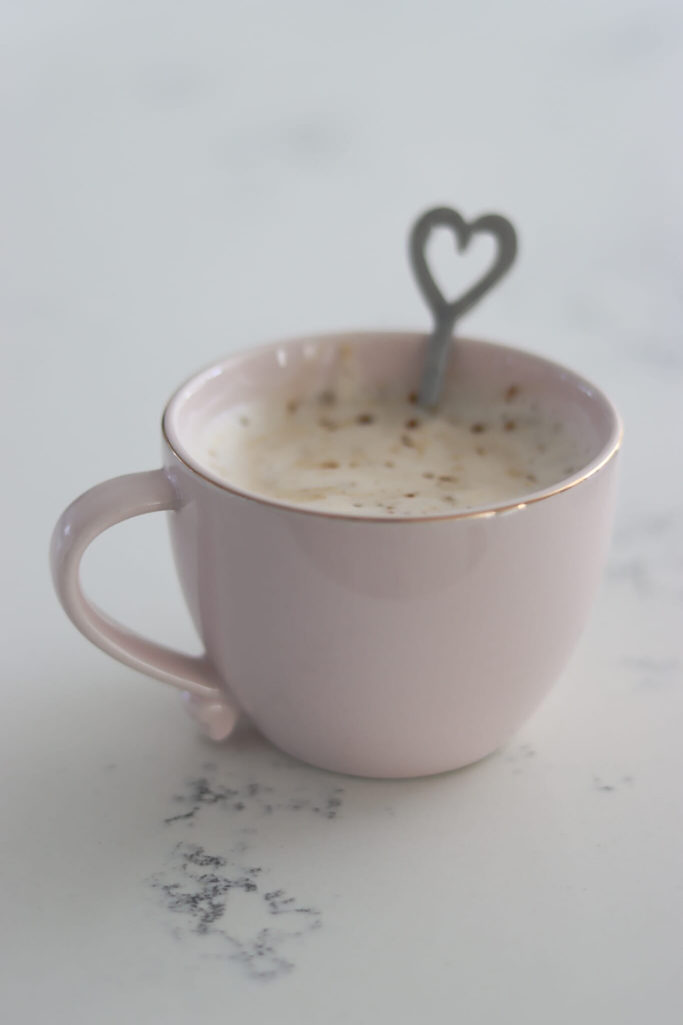 Heart Handled Ceramic Mug - Pink Gold Rim