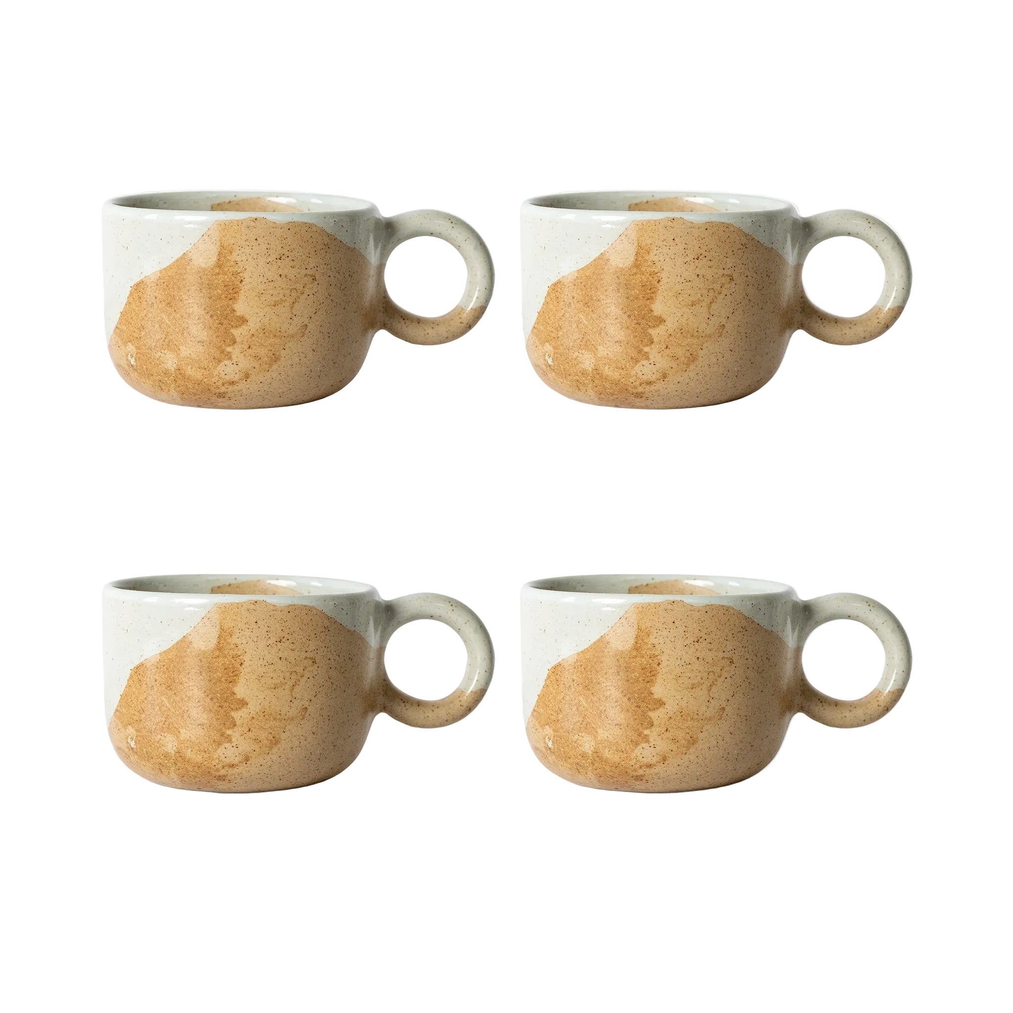 Tavora Mug Set of 4, Reactive Salt-glaze - White