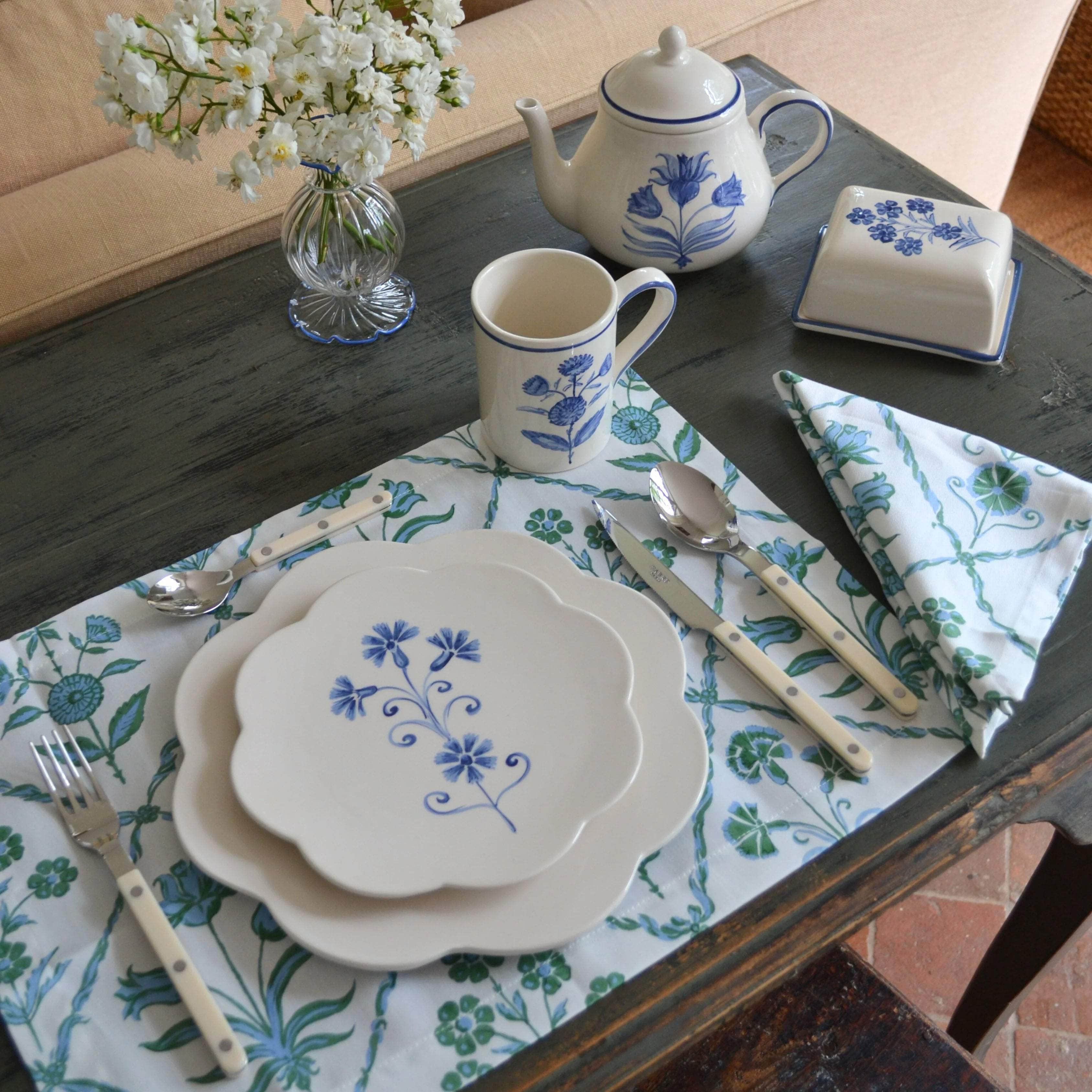 Floral Mugs Blue - Set of 4