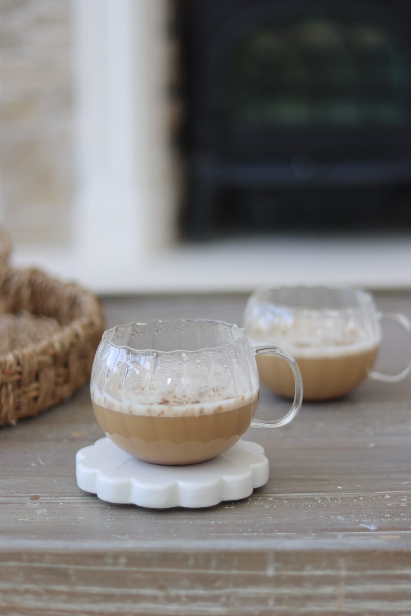 Glass Mugs Set - 2 Piece - Round Rippled
