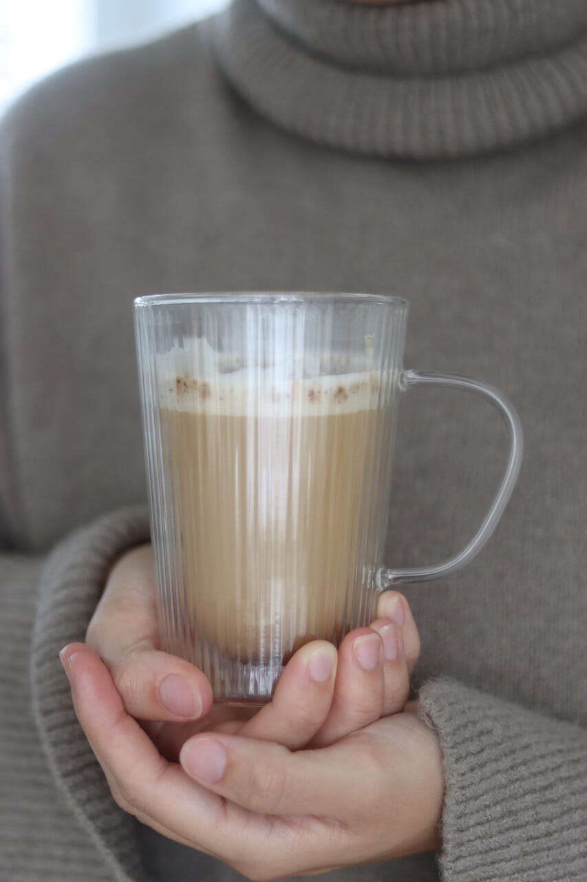 Double Wall Glass Latte Mug - Fluted