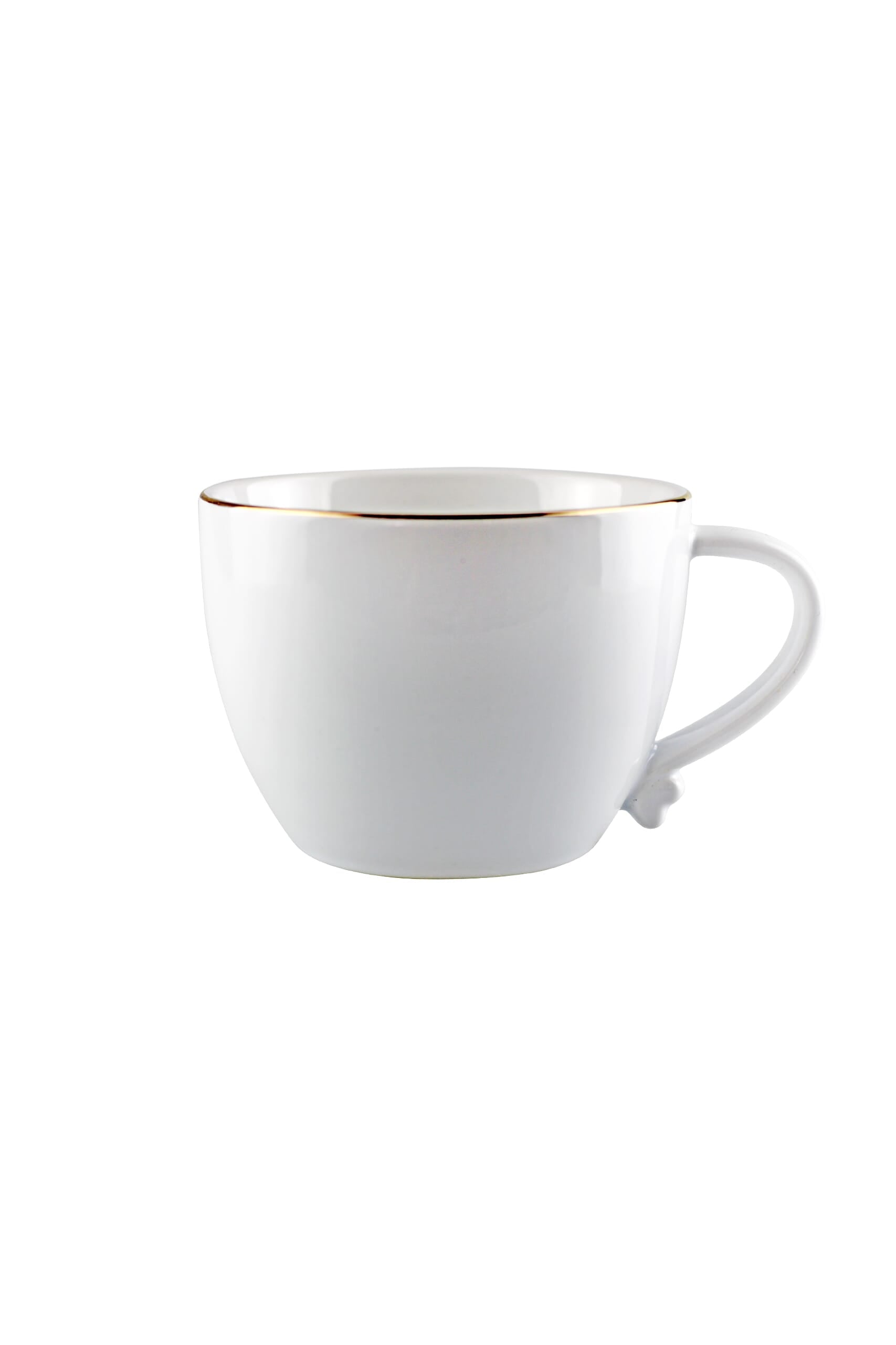 Heart Handled Ceramic Mug - White Gold Rim