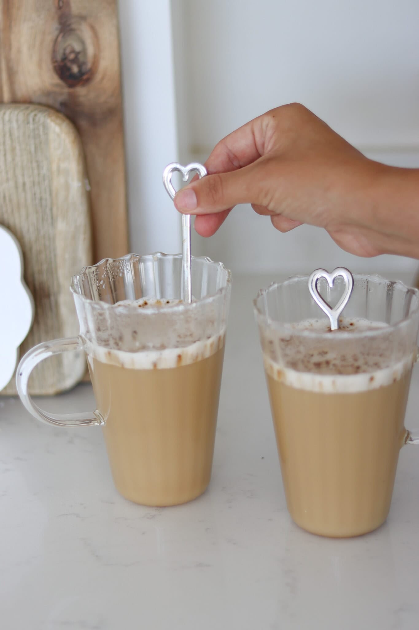 Set of 2 Latte Rippled Glass Mug Set