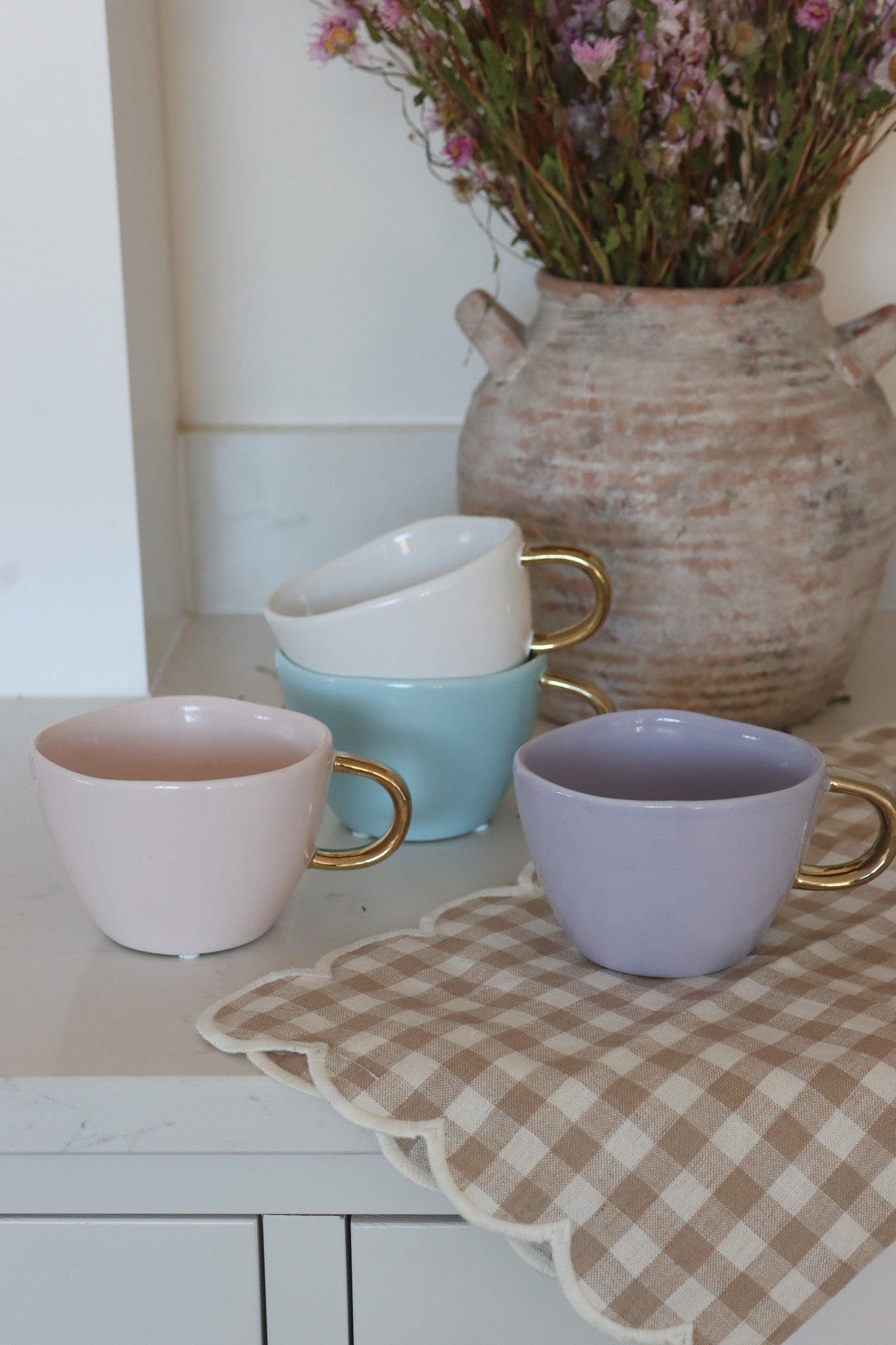 Summer Pastel Ceramic Mug Set – 4 Piece