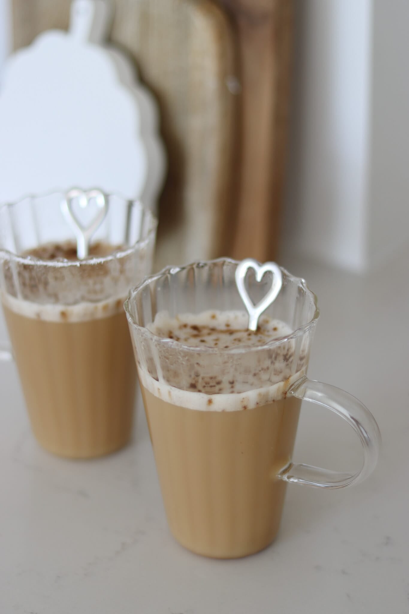 Set of 2 Latte Rippled Glass Mug Set