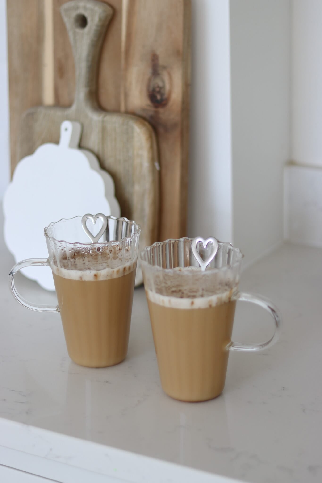 Set of 2 Latte Rippled Glass Mug Set
