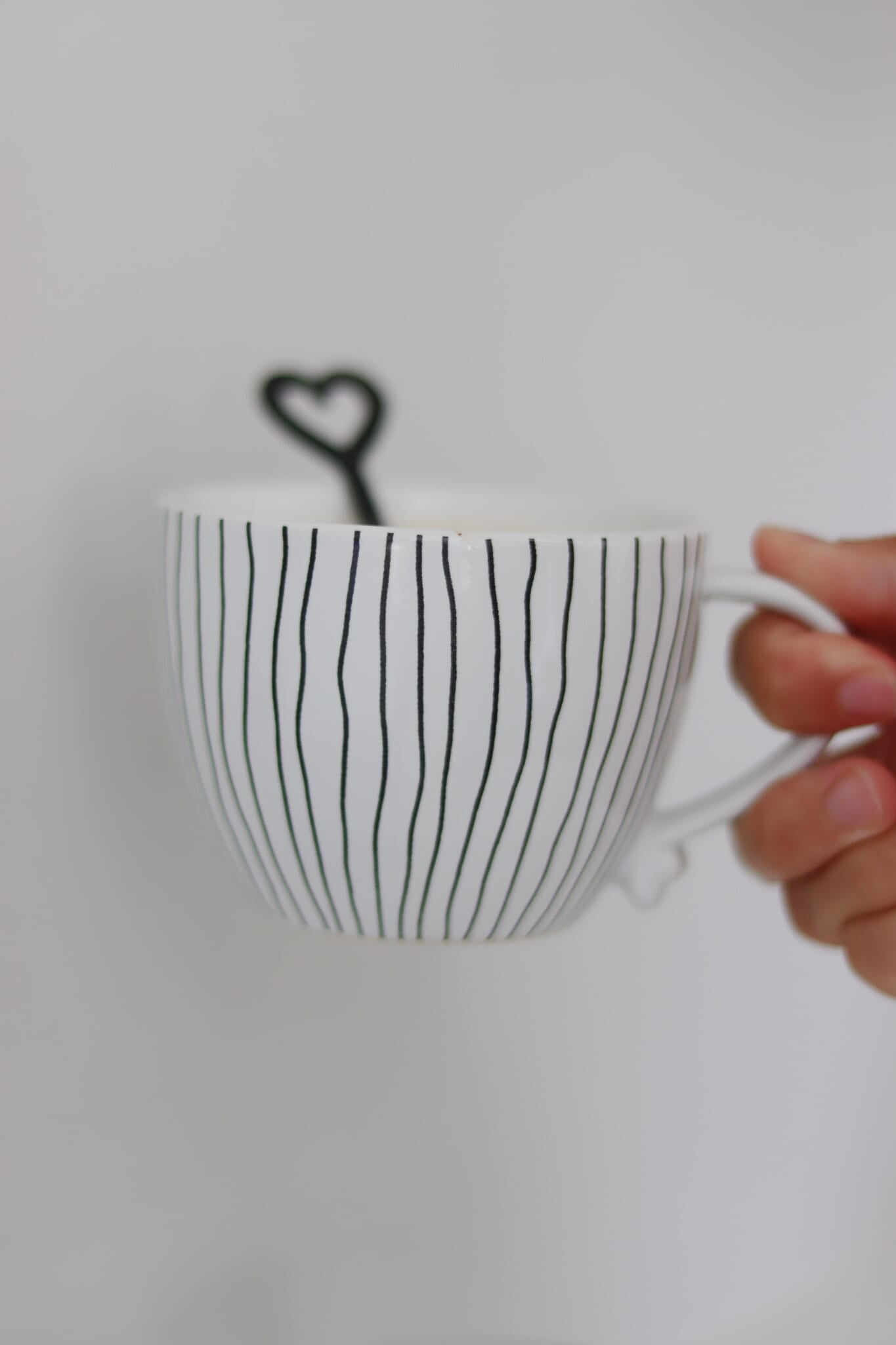 Heart Handled Ceramic Mug - Vertical Stripes