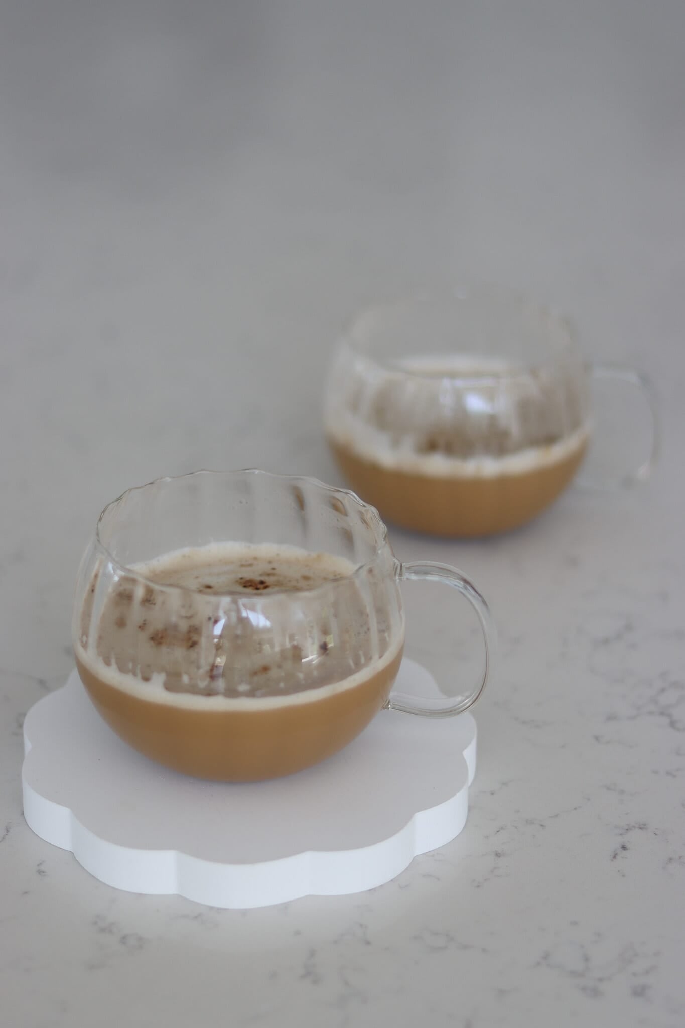 Glass Mugs Set - 2 Piece - Round Rippled
