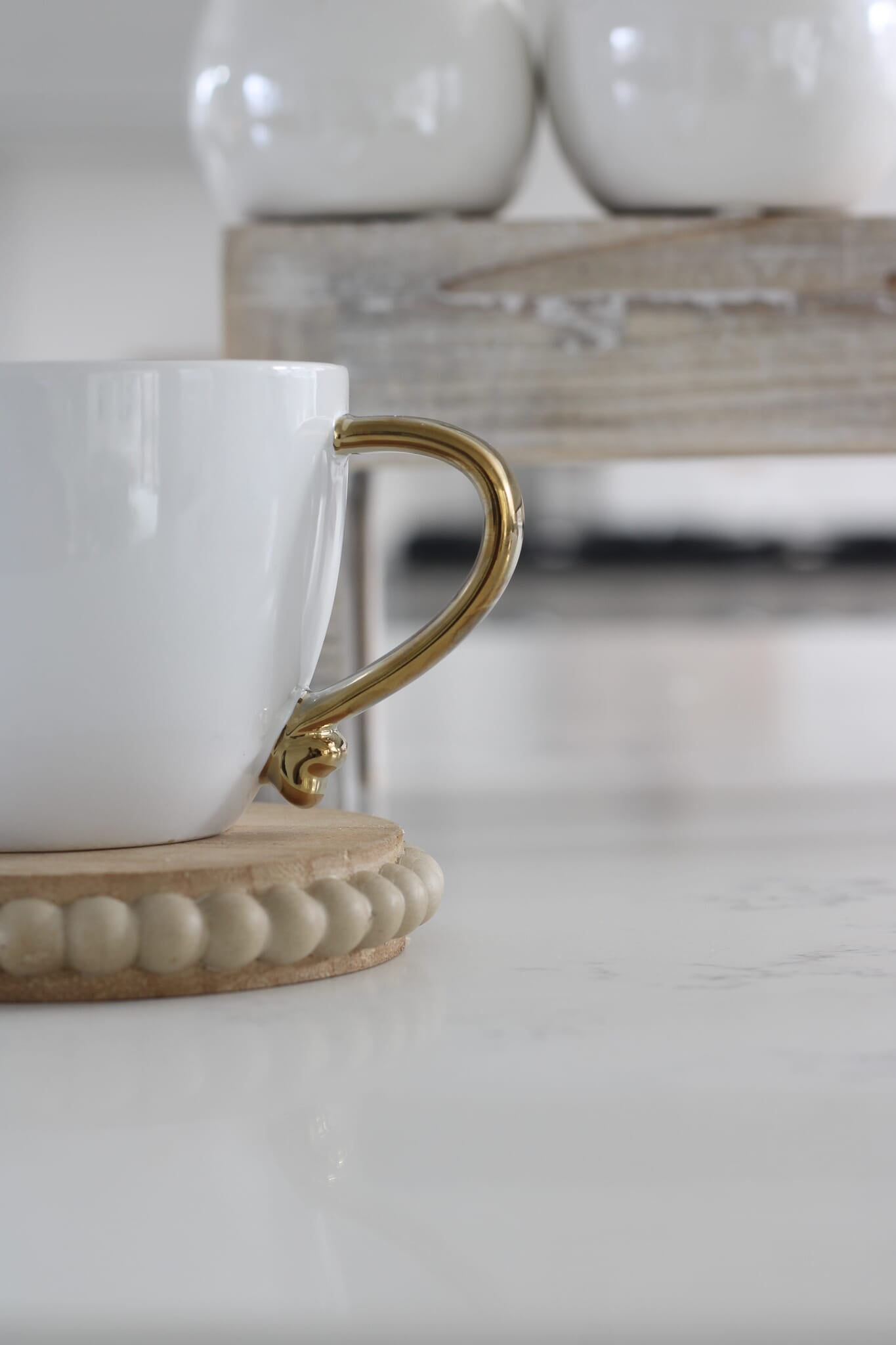 Heart Handled Ceramic Mug - White Gold Handle