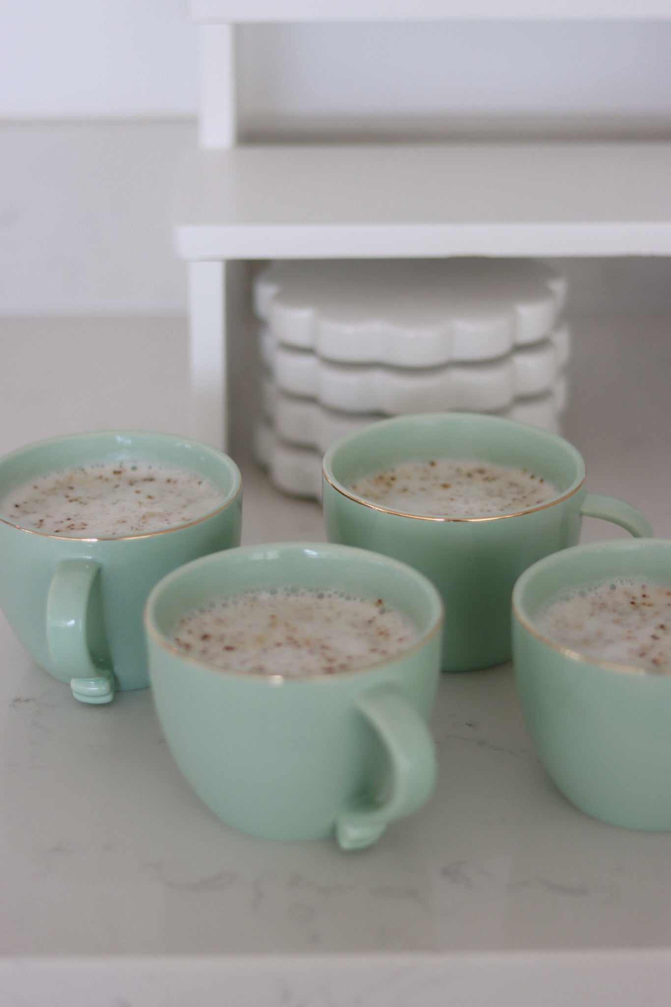 Heart Handled Ceramic Mug - Green Gold Rim