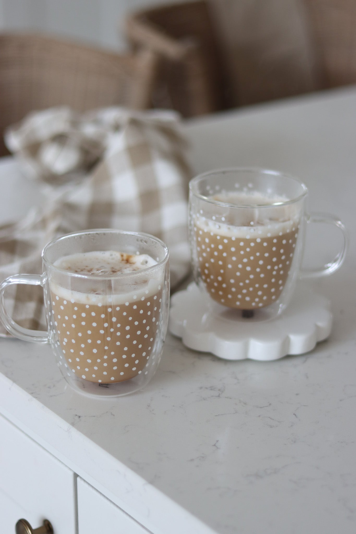 Double Walled Glass Mug Set - 2piece - Cosmos/White