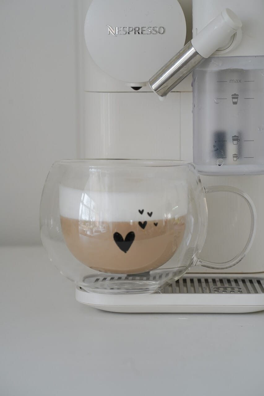 Round Double Wall Glass Mug Black - Dream Hearts