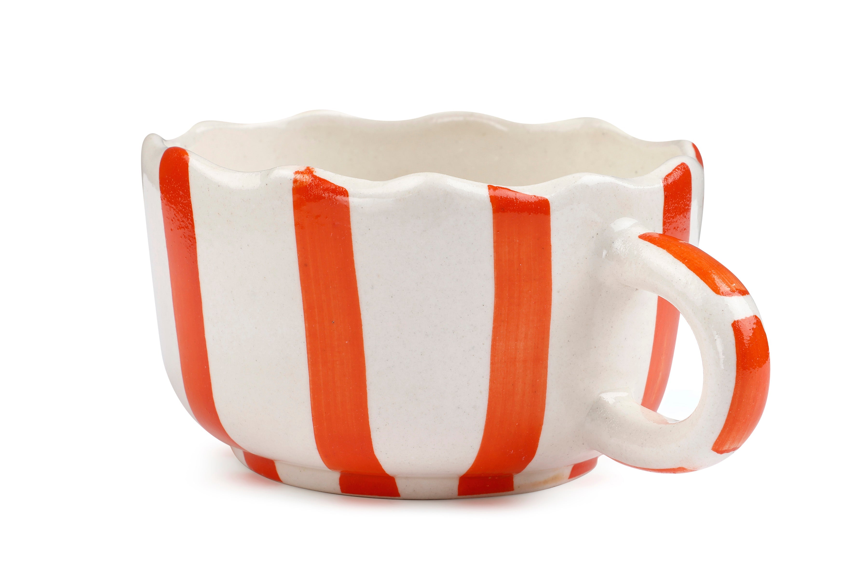 Ceramic Wavy Orange Coffee Cup , 2.9 x 3.9 Inches (SET OF 2)