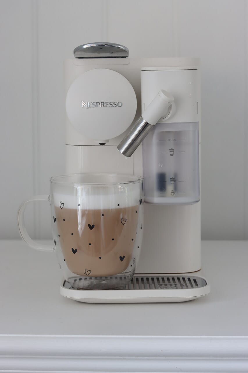 Double Wall Hearts & Dots Black Glass Mug