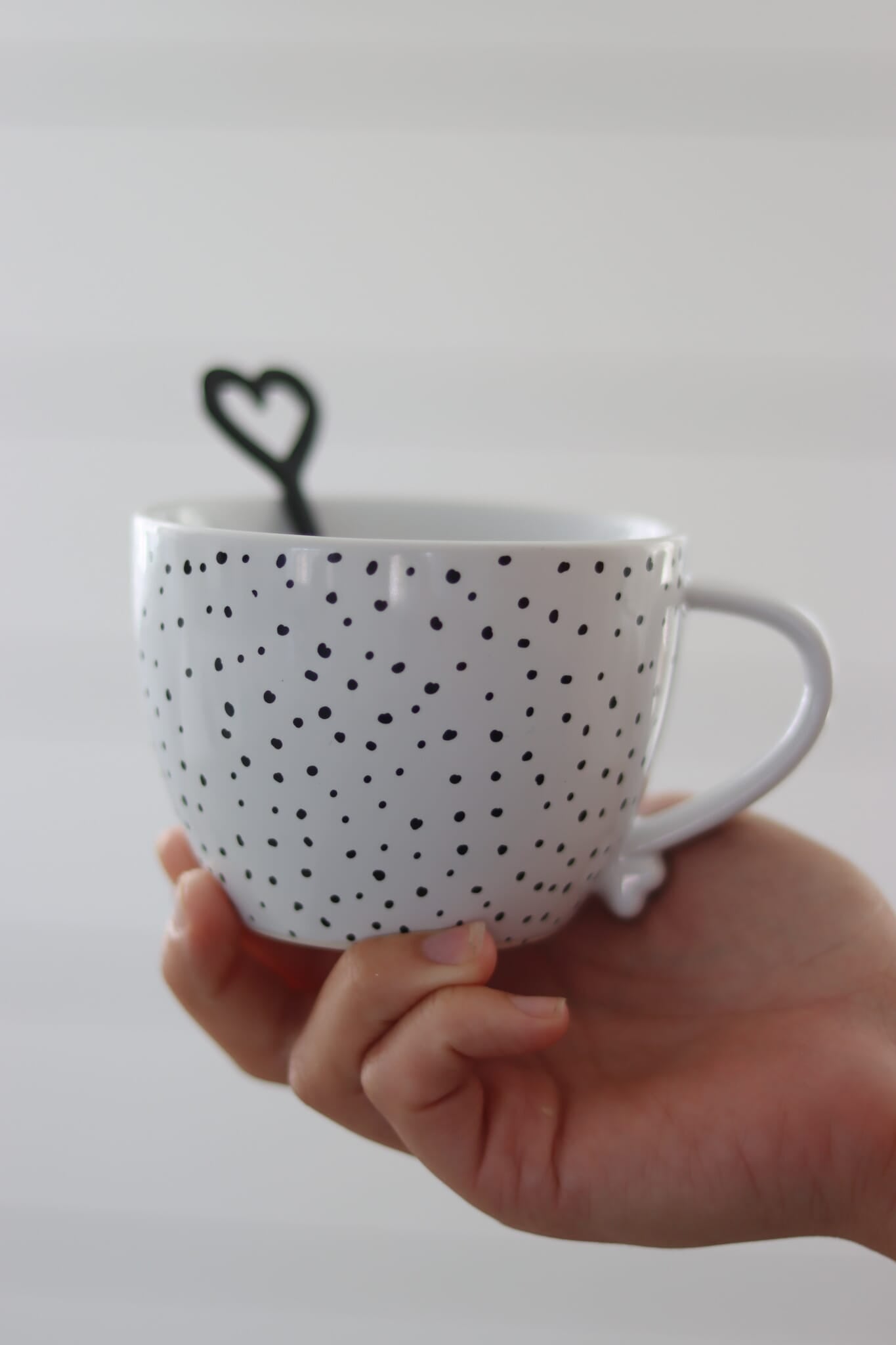 Heart Handled Ceramic Mug - Dots