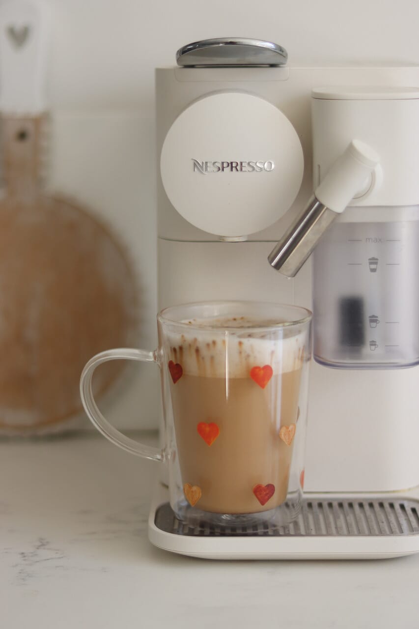 Slim Double Walled Glass Mug - Colourful Hearts