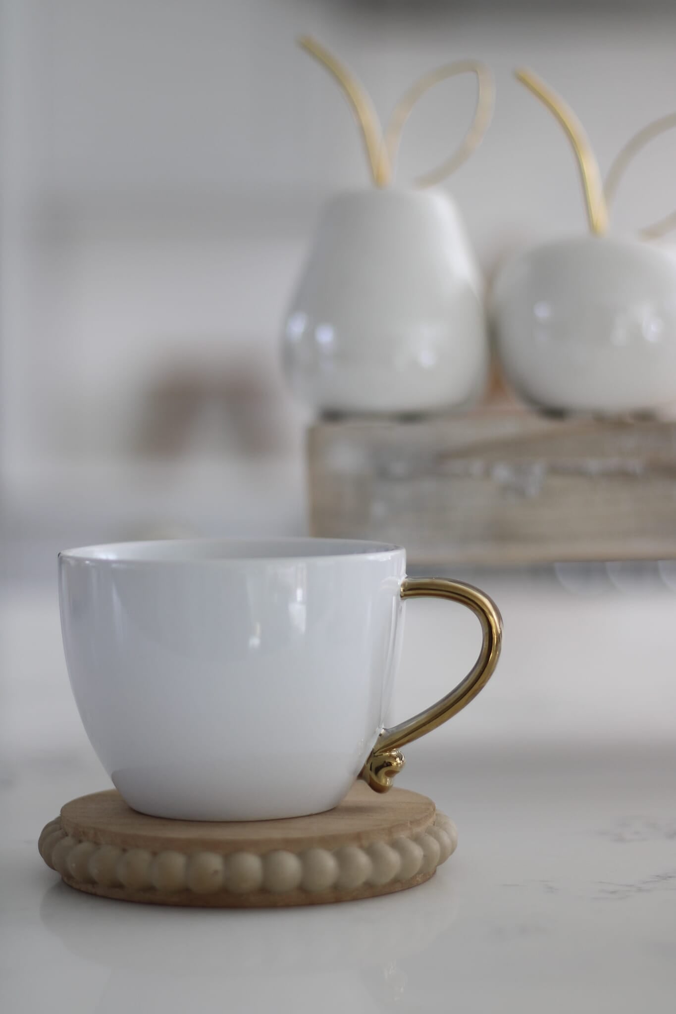 Heart Handled Ceramic Mug - White Gold Handle