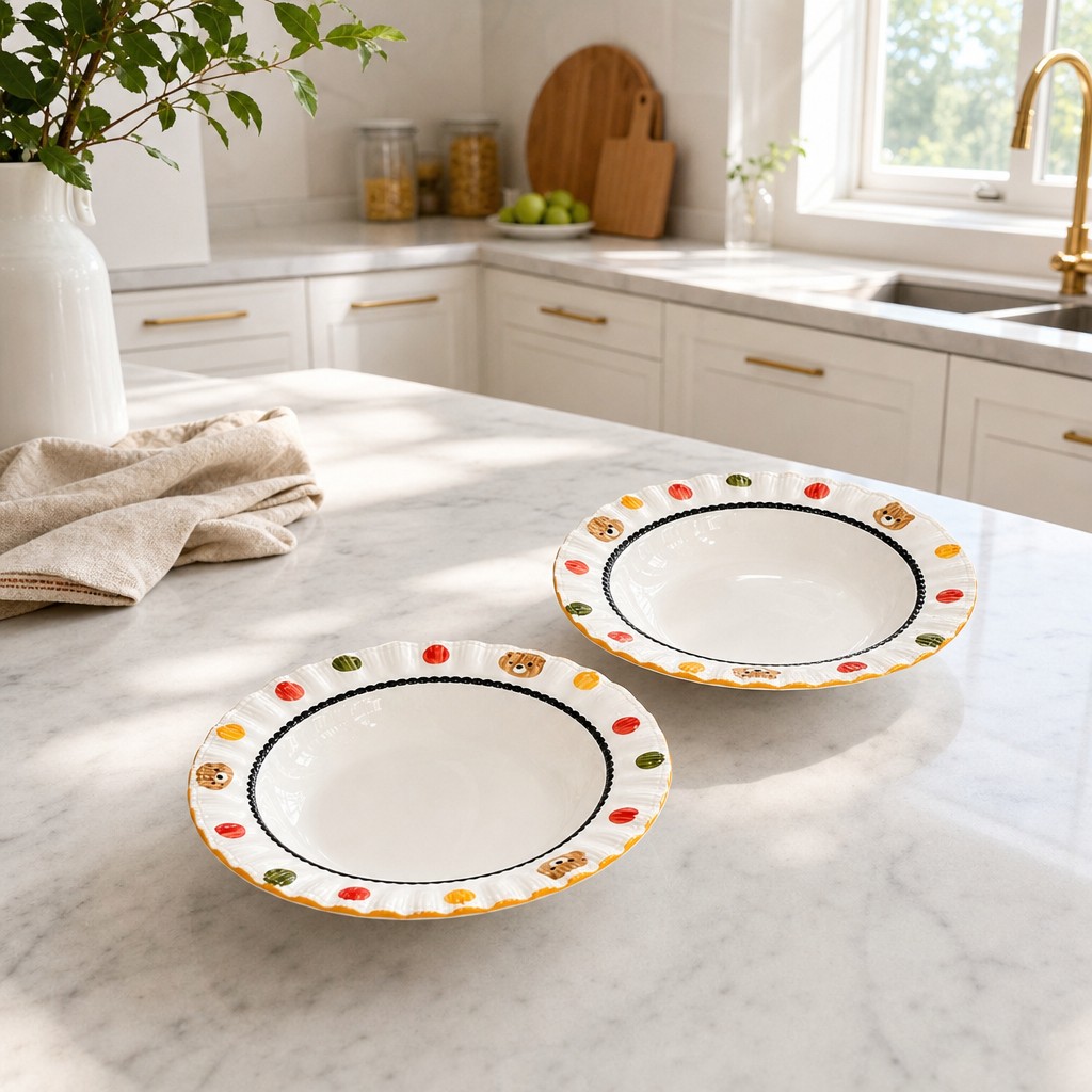 Teddy dot ceramic deep plate collection