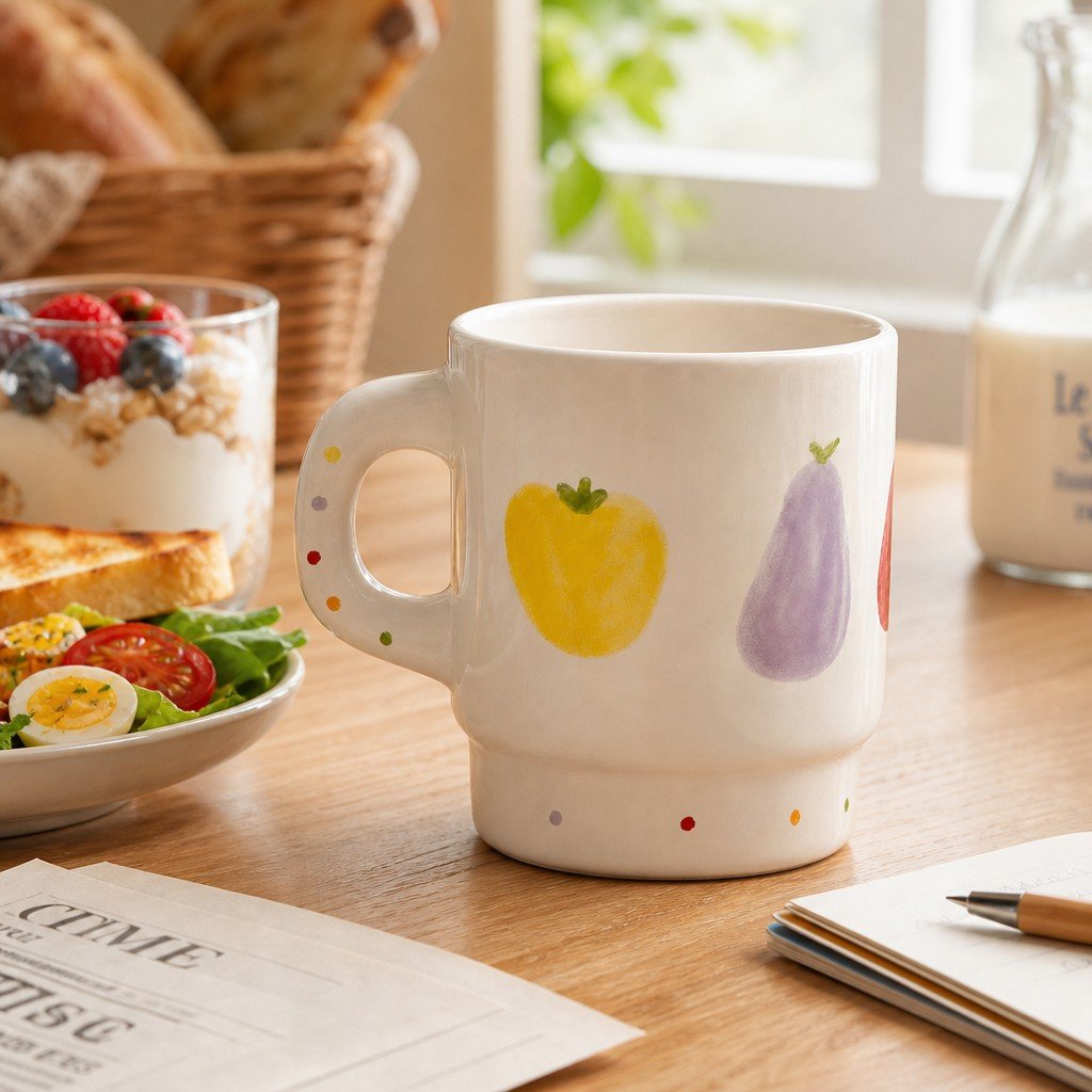 Hand-painted fruit ceramic mug